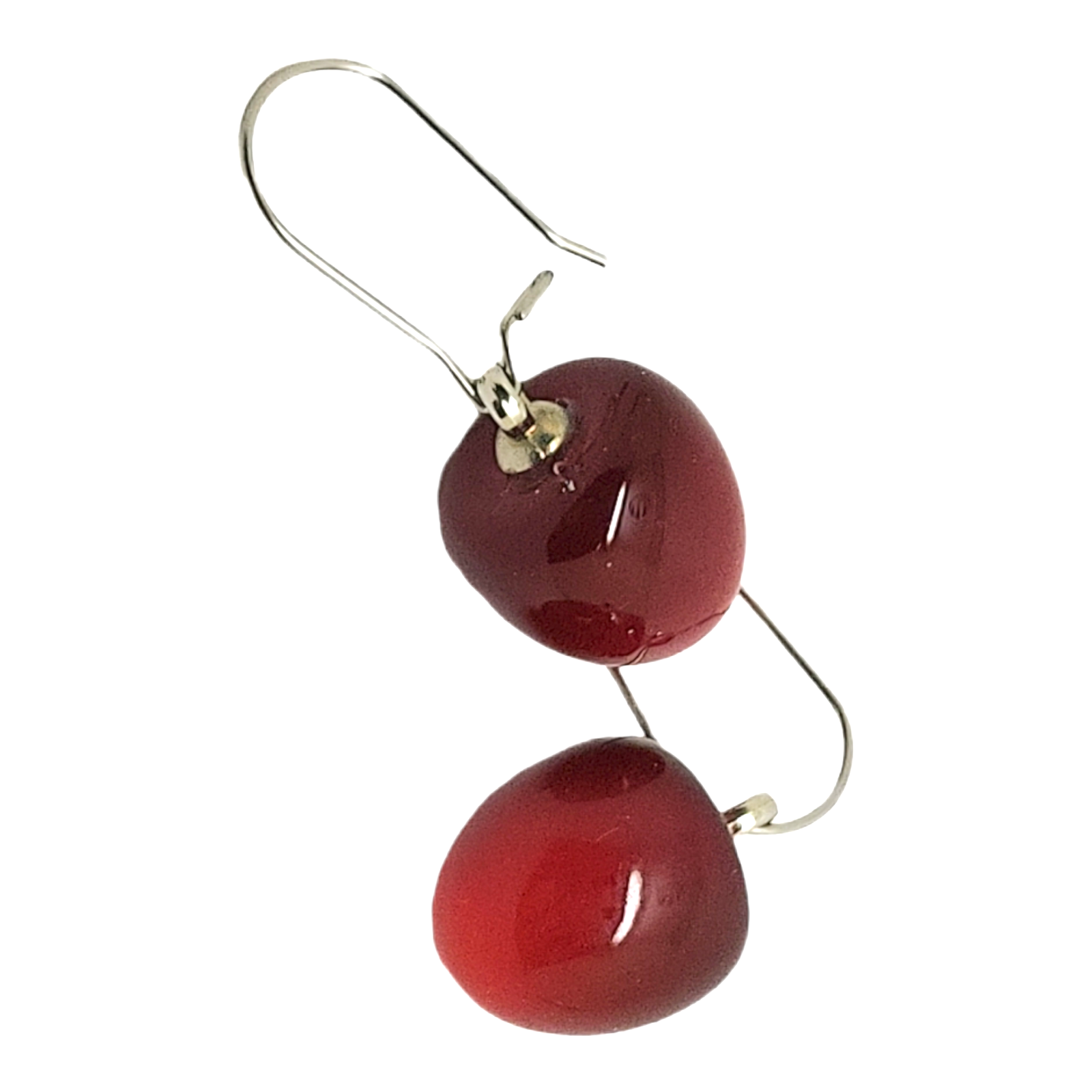 Handmade Stainless Steel Red Irridescent Lucite Cherry Earrings 20$